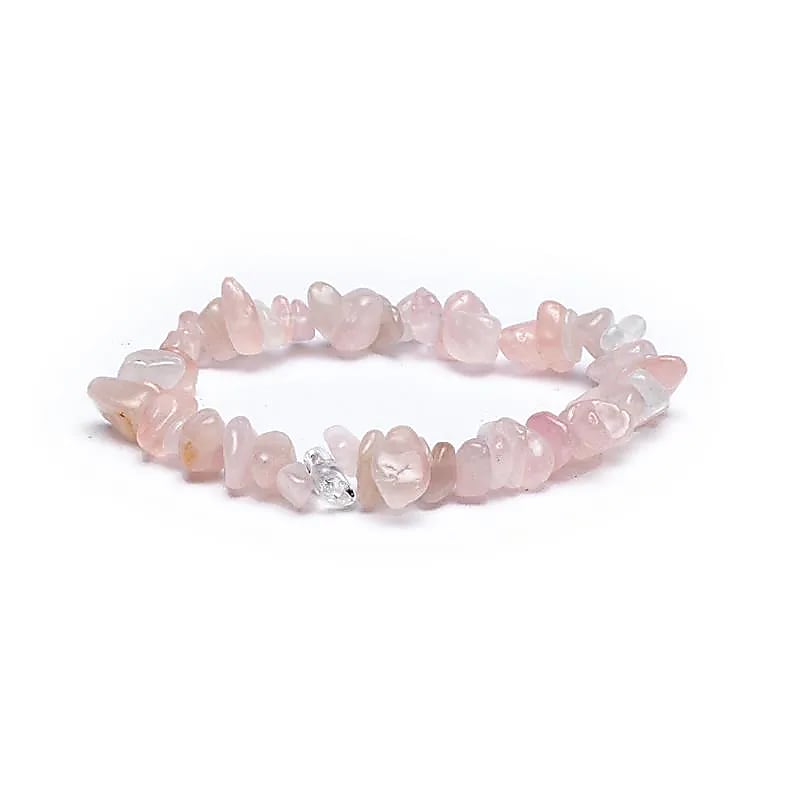 Braccialetto chips Quarzo rosa elastico