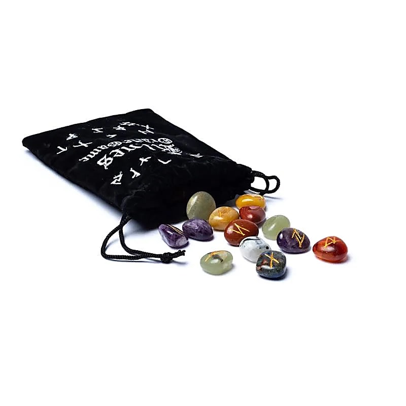 Set oracolo rune 7 Chakra in sacchetto di velluto