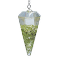 Orgone pendolo Peridoto sfaccettato appuntito