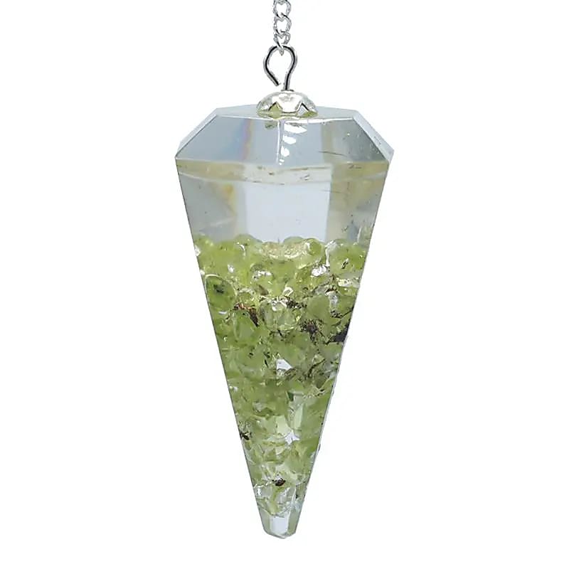 Orgone pendolo Peridoto sfaccettato appuntito