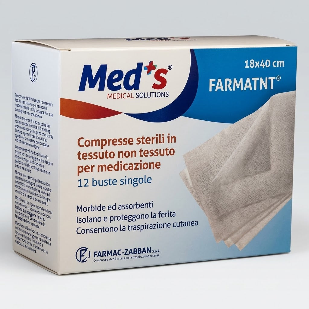 Compresse Sterili in TNT 36x40 cm – 12 Buste Singole – 4 Strati Morbidi e Assorbenti – Latex Free – Per Medicazioni Post-Operatorie e Ferite