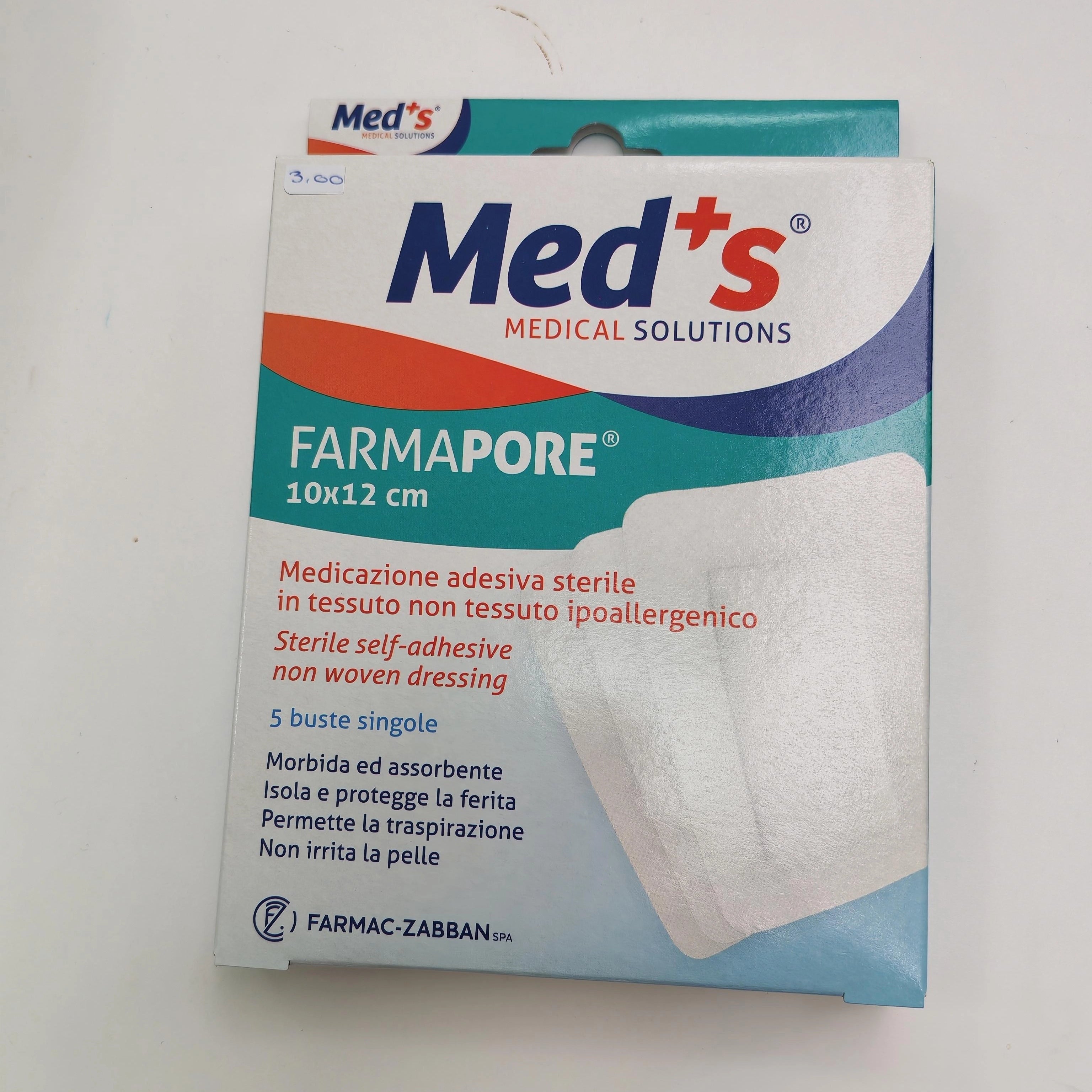 Cerotto Adesivo Sterile Ipoallergenico Med's Farmapore® 10x12 cm (5 pezzi)