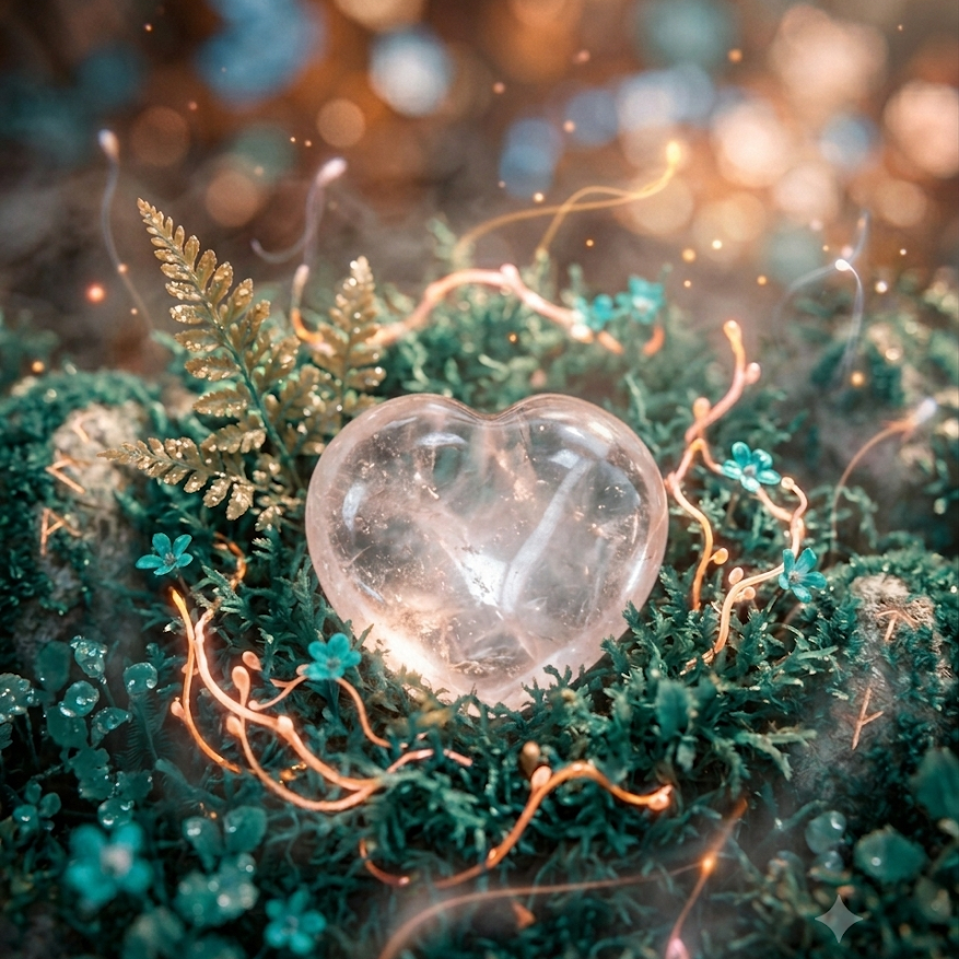 Ciondolo a forma di cuore in cristallo di rocca naturale - pietra di chiarezza e amplificazione energetica - senza cordino e senza occhiello