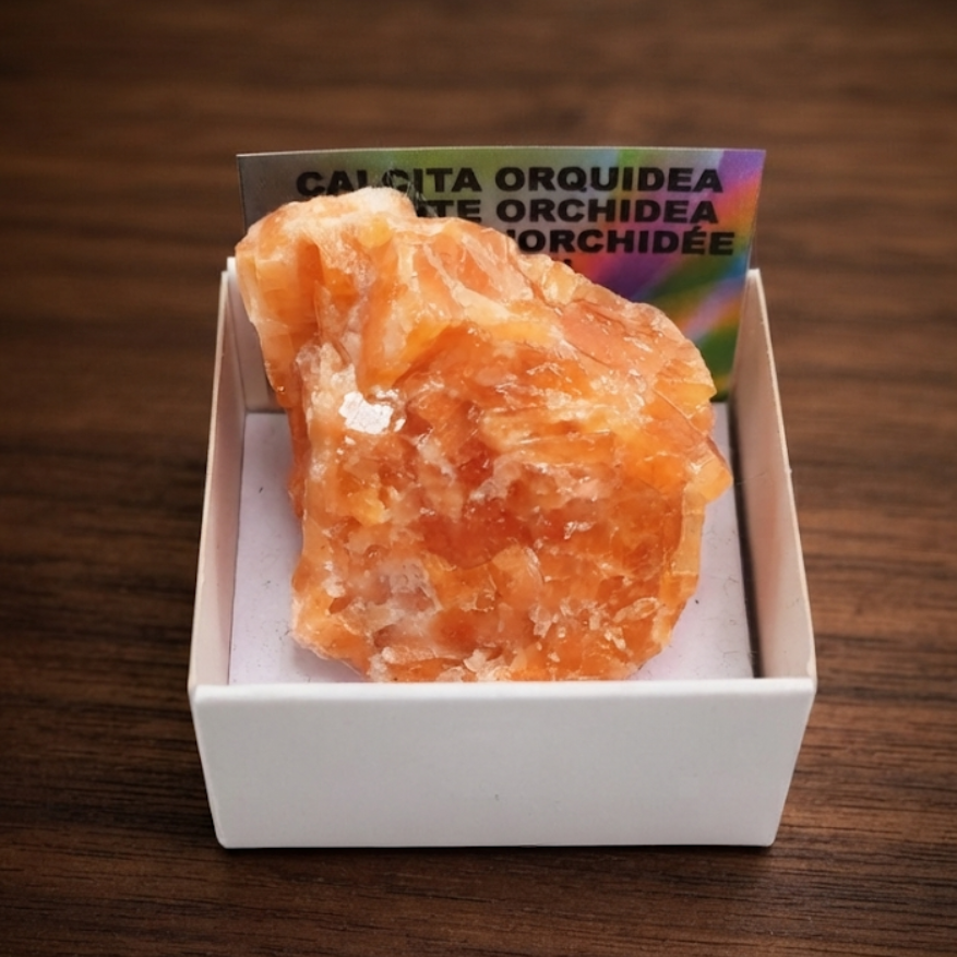 Esemplare di calcite orchidea naturale - cristallo di carbonato di calcio dai colori pastello