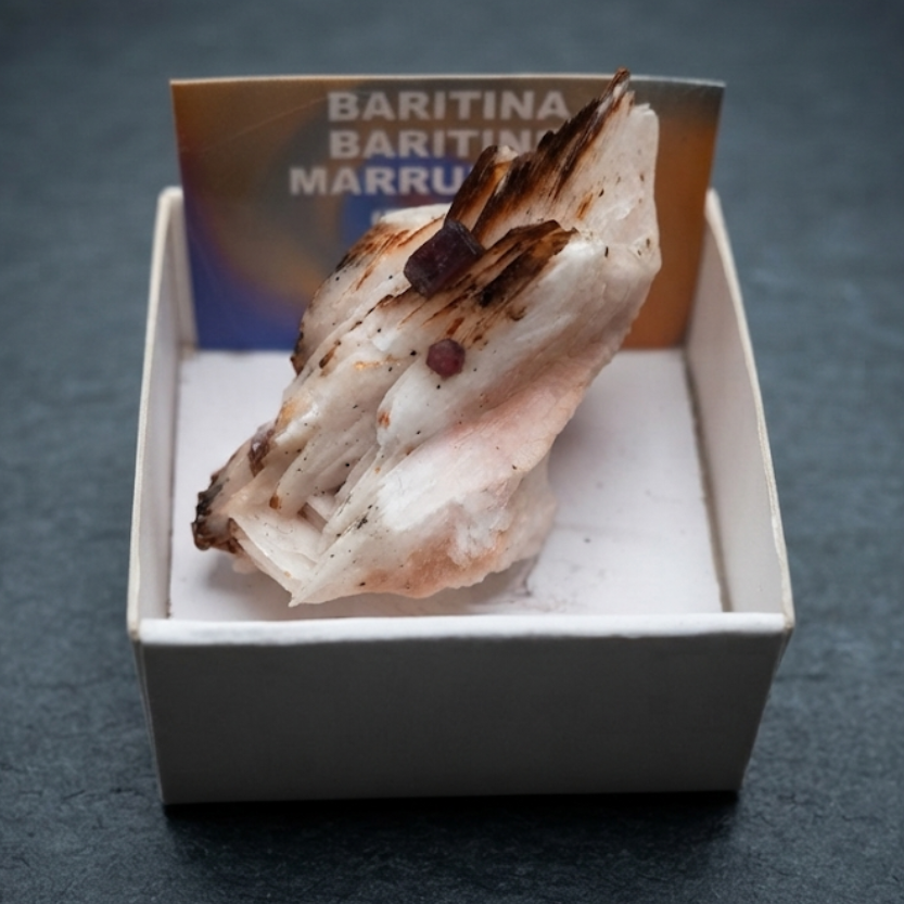 Esemplare di baritina naturale del Marocco - cristallo di solfato di bario dalla lucentezza vitrea