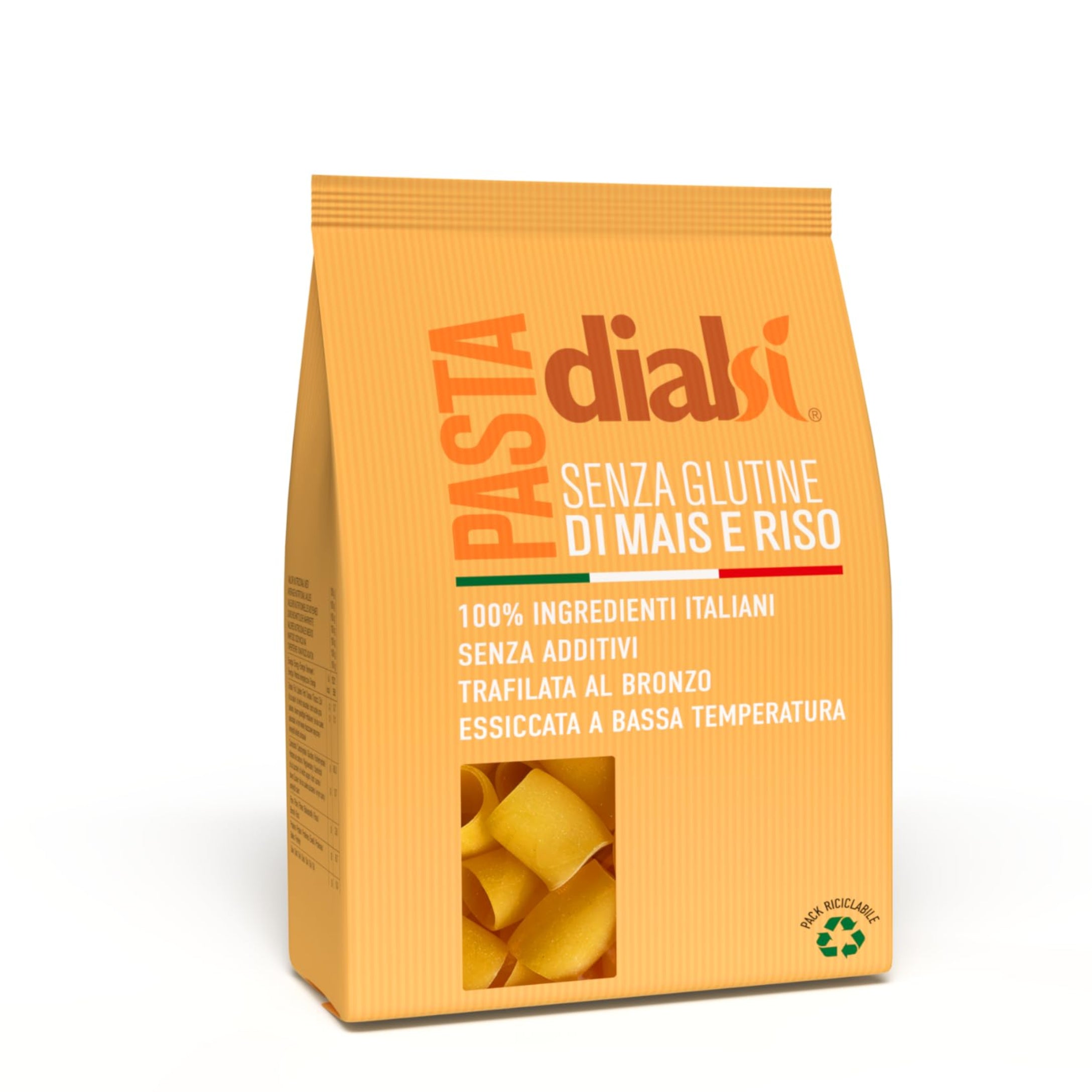 DIALSÌ, Paccheri, Pasta Senza Glutine di Mais e Riso  Ingredienti 100% Italiani, Confezione da 250g